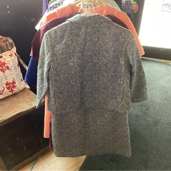 A Grace Taylor England made Grey-Blue Dress w/ Blue Pattern & Jacket to match - Picture 2 of 2